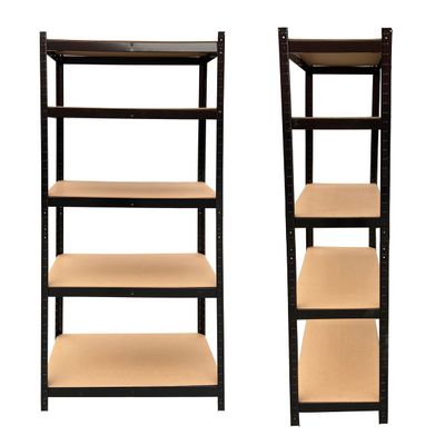 5-Tier Metal Shelving Unit Adjustable Storage Shelf Metal Storage Rack, Boltless Shelf Organizer Rack Compact Multipurpose Shelf Display Rack with MDF Boards & Moulded Feet, Black, 180 x 90 x 40 cm