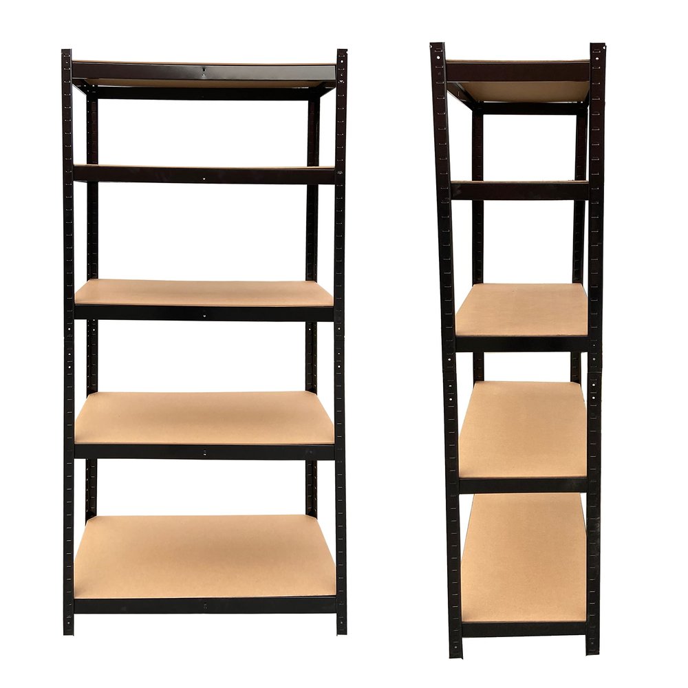 5-Tier Metal Shelving Unit Adjustable Storage Shelf Metal Storage Rack, Boltless Shelf Organizer Rack Compact Multipurpose Shelf Display Rack with MDF Boards & Moulded Feet, Black, 180 x 90 x 40 cm