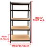 5-Tier Metal Shelving Unit Adjustable Storage Shelf Metal Storage Rack, Boltless Shelf Organizer Rack Compact Multipurpose Shelf Display Rack with MDF Boards & Moulded Feet, Black, 180 x 90 x 40 cm view 3