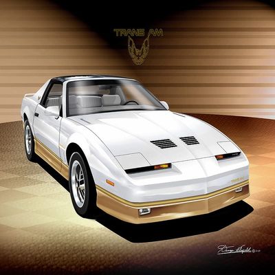 1985-1986 Pontiac Trans Am | White & Gold | Fine Art Print By Danny Whitfield (20in x 24in)