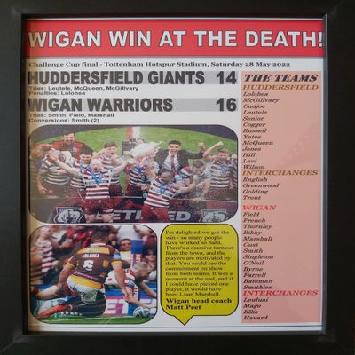 Huddersfield Giants 14 Wigan Warriors 16 - 2022 Challenge Cup Final - framed print