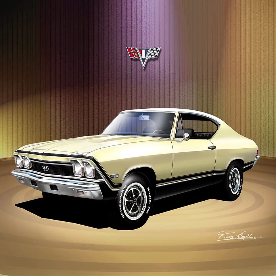 1968 Chevrolet Chevelle | Fine Art Prints By Danny Whitfield (20in x 24in, BUTTERNUT YELLOW)