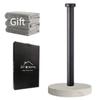 Paper Towel Holder Countertop, Standing Paper Towel Roll Holder for Kitchen Bathroom, with Weighted Marble Base for One-Handed Operation (Black), Black Paper Towel Holder, Marble view 1