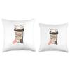 Cute Cat Cafe, Kawaii Cat Coffee, Anime Neko Kitty, Cat Puns Throw Pillow view 3
