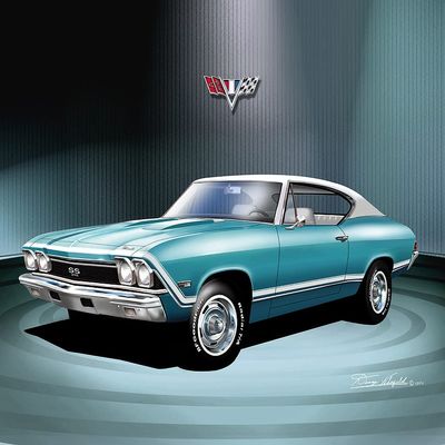 1968 Chevrolet Chevelle | Fine Art Prints By Danny Whitfield (20in x 24in, TEAL BLUE)