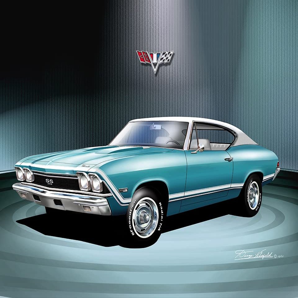 1968 Chevrolet Chevelle | Fine Art Prints By Danny Whitfield (20in x 24in, TEAL BLUE)