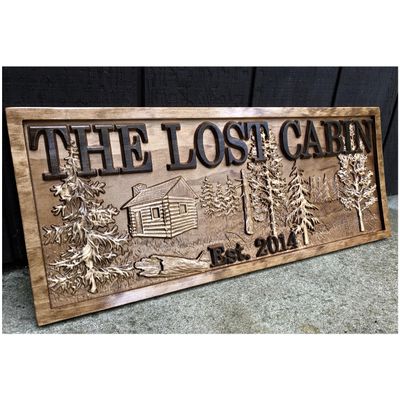 Custom Personalized Wood Sign | Cabin Mountain Decor | Man Cave Lake House Cottage Decor | Rustic Wood Family Name 3D Sign | Hunting Blind