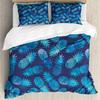 Ambesonne Modern Duvet Cover Sets, Pineapple Pattern Exotic Fruit in Digital Watercolor Illustration, Bedding Set with 2 Duvet Covers & 4 Pillowcases, 2 Pack King Size, Night Blue Turquoise view 1