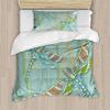 Ambesonne Dragonfly Duvet Cover Sets, Doodle Style Giant Dragonfly on Lake Bushes Nature Exotic Picture Art, Bedding Set with 2 Duvet Covers & 4 Pillowcases, 2 Pack King Size, Almond Green view 1