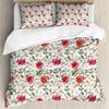 Ambesonne Watercolor Duvet Cover Sets, Fresh Poinsettia Flowers and Rowan Berry Branches Christmas Garden, Bedding Set with 2 Duvet Covers & 4 Pillowcases, 2 Pack Queen Size, Vermilion Green Magenta view 1