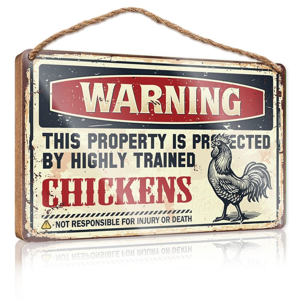 Vertical Welcome Sign Warning This Property is Protected by a Highly Trained Chicken2 Sign Hanging Wooden Plaque Decoration Wooden Home Sign ( Size : 20X30CM )