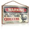 Vertical Welcome Sign Warning This Property is Protected by a Highly Trained Chicken2 Sign Hanging Wooden Plaque Decoration Wooden Home Sign ( Size : 20X30CM ) view 1