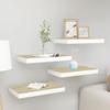 FAMIROSA 4PCS Floating Wall Shelves, Oak and White Wall Mounted Shelves with Invisible Brackets for Bedroom Living Room Bathroom Kitchen, Shelves for Wall Decor Storage, 15.7" x 9.1" x 1.5" view 1