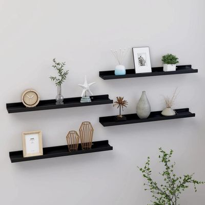 FAMIROSA Wall Shelves 4 pcs Black 23.6"x3.5"x1.2" o,Weight-5 lbs