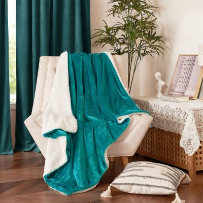 NICETOWN Couch Throw Blanket Dual Sided Luxurious Reversible Sherpa Fleece Blanket Plush Warm Cozy Fluffy Super Soft Chair Desk Blanket for Kids/Family/Babys, 50 x 60 inches, Teal