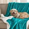 NICETOWN Couch Throw Blanket Dual Sided Luxurious Reversible Sherpa Fleece Blanket Plush Warm Cozy Fluffy Super Soft Chair Desk Blanket for Kids/Family/Babys, 50 x 60 inches, Teal view 3