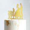 Mr & Mrs Rustic Wreath Couple's Names Cake Topper Bride And Groom with Pet Wedding Cake Topper Couple Silhouette Personalized Cake Topper Anniversary Baptism Cake Topper Gold Glitter Wood, 6 Inch view 4