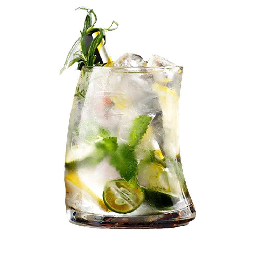 12.2OZ Creative Drinking Beverage Glass, Mountain Fuji Shape Tea Coffee Glass Juice Beer Whiskey Drinking Glass Old Fashioned Insulated Glass Water Cup Hot and Cold Beverage Glass (Moon shape)