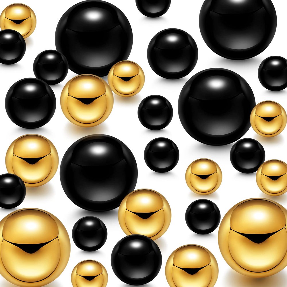 150 Pieces Vase Makeup Beads No Hole Gloss Mixed Sizes Round Pearl for Home Wedding Decor, 8/14/20 mm(Gold, Black)
