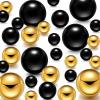 150 Pieces Vase Makeup Beads No Hole Gloss Mixed Sizes Round Pearl for Home Wedding Decor, 8/14/20 mm(Gold, Black) view 1