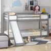 TOPAMZER Twin Over Twin Bunk Bed with Convertible Slide and Ladder, Low Pine Wood Bunk Bed Frame for Boys Girls Gifts (Grey) view 4