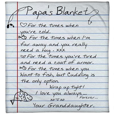 Papa Fishing Handwritten Letter Blanket Papa For The Times When You Are Cold Blanket for Grandpa Unique Birthday Gifts for Papa Dad Grandfather from Grandkids, Grandpa Gifts for Fathers Day Birthday