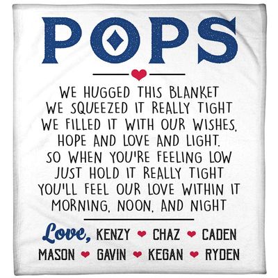 Personalized We Hugged This Blanket We Squeezed It Really Tight With Grandkids Name Blanket for Grandpa Unique Birthday Gifts for Papa Dad Grandfather from Grandkids, Grandpa Gifts for Fathers Day