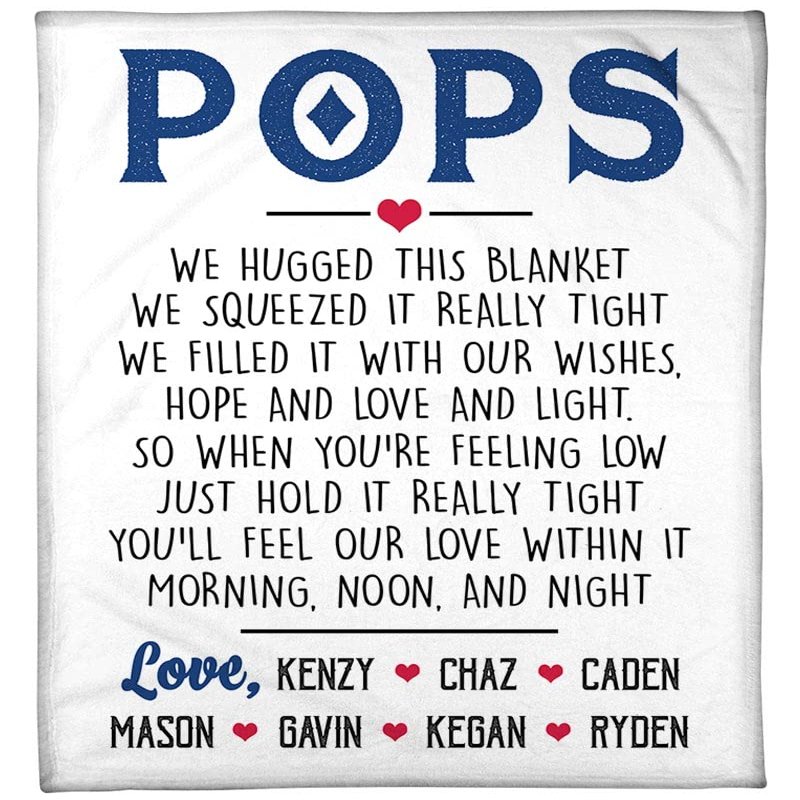 Personalized We Hugged This Blanket We Squeezed It Really Tight With Grandkids Name Blanket for Grandpa Unique Birthday Gifts for Papa Dad Grandfather from Grandkids, Grandpa Gifts for Fathers Day