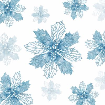 36pcs Glitter Poinsettia Flowers Artificial - Light Blue Poinsettia Christmas Tree Decorations Flowers Ornaments for Xmas Holiday Wedding Wreath Home Decor (Baby Blue,3 Size)