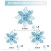 36pcs Glitter Poinsettia Flowers Artificial - Light Blue Poinsettia Christmas Tree Decorations Flowers Ornaments for Xmas Holiday Wedding Wreath Home Decor (Baby Blue,3 Size) view 2