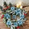 36pcs Glitter Poinsettia Flowers Artificial - Light Blue Poinsettia Christmas Tree Decorations Flowers Ornaments for Xmas Holiday Wedding Wreath Home Decor (Baby Blue,3 Size) view 3