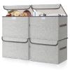 Bagnizer Linen Fabric Foldable Storage Cube Bin Organizer Basket with Flip-Top Lid & Handles, Large Clothes Blanket Box for Home, Office, Closet, Light Gray, 4 Pack 14.6 x 9.5 x 9.5 view 1