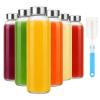 Sursip 18oz Glass Water Bottle Set of 6, Clear glass juice bottle for juicingReusable Drinking Bottles with Stainless Steel LidBeverage Storage Containers for Refrigerator-BPA FreeLeak Proof view 1