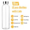 Sursip 18oz Glass Water Bottle Set of 6, Clear glass juice bottle for juicingReusable Drinking Bottles with Stainless Steel LidBeverage Storage Containers for Refrigerator-BPA FreeLeak Proof view 3