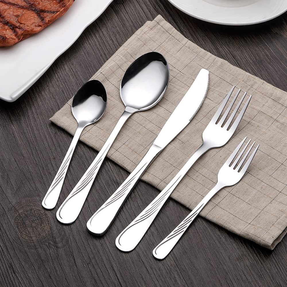 30-Piece Silverware Set for 6, Modern Flatware Utensil Cutlery Set, Food Grade Stainless Steel Tableware Knife Spoons and Forks Set for Home Kitchen Restaurant Hotel, Reusable