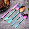 40 Pieces Rainbow Flatware Cutlery Silverware Set for 8, Stainless Steel Colorful Utensils, Tableware Set Include Knife/Fork/Spoon for Home Kitchen Restaurant Hotel, Reusable view 1
