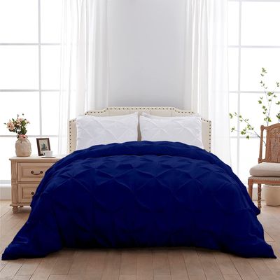 1 PC Pinch Pleated Comforter - Royal Blue California King (110'' x 98'') Quilted - 100% Cotton 500 GSM Fill Power Beautiful Pinch Pleat Design Warm Down Alternative Comforter Only
