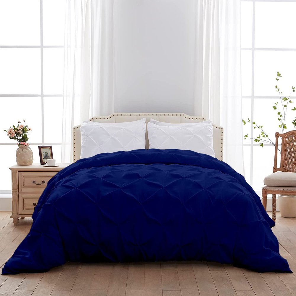 1 PC Pinch Pleated Comforter - Royal Blue California King (110'' x 98'') Quilted - 100% Cotton 500 GSM Fill Power Beautiful Pinch Pleat Design Warm Down Alternative Comforter Only