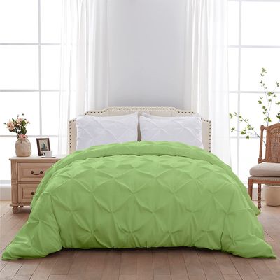 1 PC Pinch Pleated Comforter - Sage Full (90'' x 90'') Quilted - 100% Cotton 500 GSM Fill Power Beautiful Pinch Pleat Design Warm Down Alternative Comforter Only