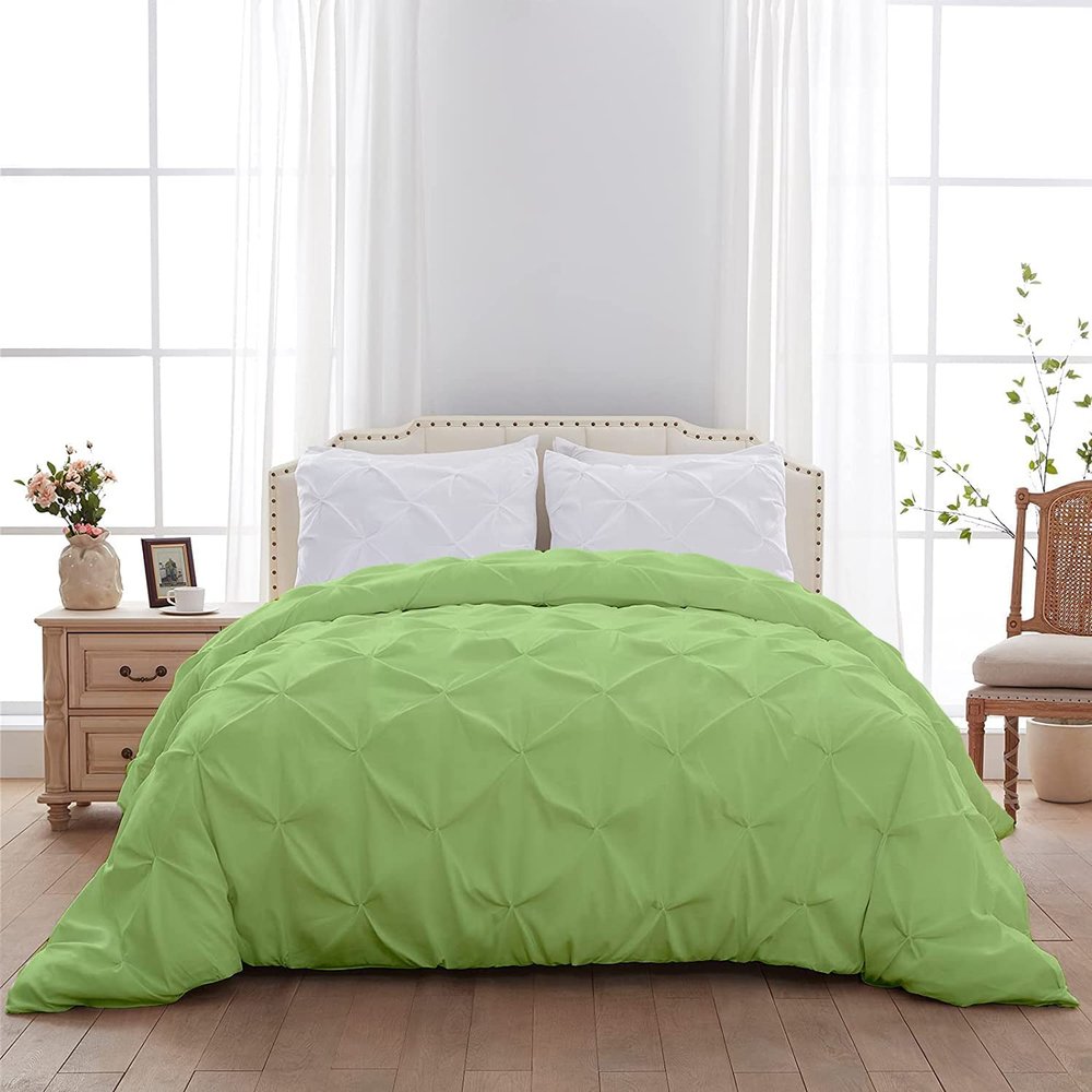 1 PC Pinch Pleated Comforter - Sage Full (90'' x 90'') Quilted - 100% Cotton 500 GSM Fill Power Beautiful Pinch Pleat Design Warm Down Alternative Comforter Only