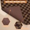 Weidear Hallway Runner Rug with Rubber Backing, Laundry Room Rug Non Slip, Washable Outdoor Indoor Rug Carpet Runner, Customized Area Rugs Mat for Entryway, Balcony, Deck-3FT x 46FT, Brown Checkered view 3
