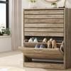 AIEGLE Shoe Storage Cabinet with 2 Flip Drawers for Entryway, Freestanding Shoe Rack Shoe Organiazer with Louver Drawers, Wood Color (22.4" W x 9.4" D x 29.5" H) view 1
