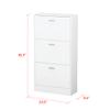 AIEGLE Shoe Cabinet with 3 Flip Drawers for Entryway, Freestanding Shoe Rack Shoe Organiazer with Adjustable Shelf, Shoe Storage Cabinet, White (23.6" W x 9.4" D x 45.5" H) view 2