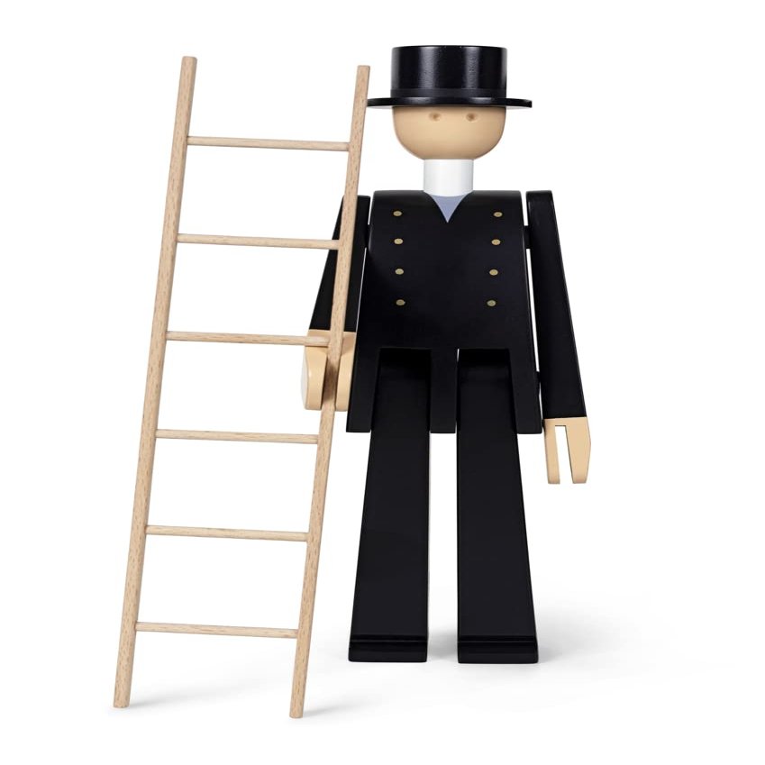 Kay Bojesen Figurines Chimney Sweeper Wooden Figurine, Black, 20.5" H, Gift Box Included