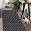 Weidear Hallway Runner Rug with Rubber Backing, Laundry Room Rug Non Slip, Washable Outdoor Indoor Rug Carpet Runner, Customized Area Rugs Mat for Entryway, Balcony, Deck-4FT x 47FT, Gray Checkered view 1