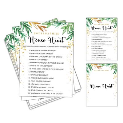 Housewarming Party Game, House Hunt, Greenery Gold Foil New Home Celebration Party Ideas, New Homeowner/First Home/Apartment/House Party Decorations - 30 Pack(C04)