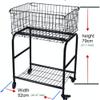 31" in Tall Large Capactiy Rolling Laundry Basket with Commerical Wheels,Metal Frame Storage Mesh on bottom for Organizer and Clothing storage,Black unique foldable Wire laundry Cart (Black) view 3