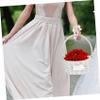 1pc Flower Basket Floral Hand Held Woven Baskets for Wedding Bride Bride Tote Cane Handle Bridal Garden Wedding Petals Girl for Wooden White view 4