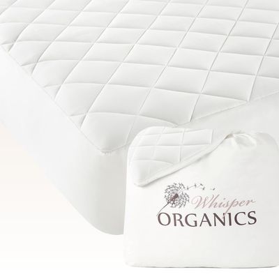 100% Cotton Organic Mattress Pad - Luxury Quilted Mattress Topper Protector Plush & Breathable Machine Washable Design - Fairtrade & GOTS Certified Premium 400GSM Thick with Deep Pocket (Twin)