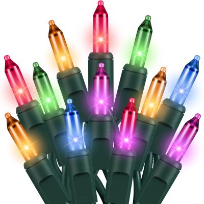 Dirnun Christmas Lights Multicolor 100 Count Incandescent Light UL Certified Connectable Christmas Tree Lights with Green Wires for Indoor Outdoor Xmas, Wedding, Holiday, Party, Home Decorations
